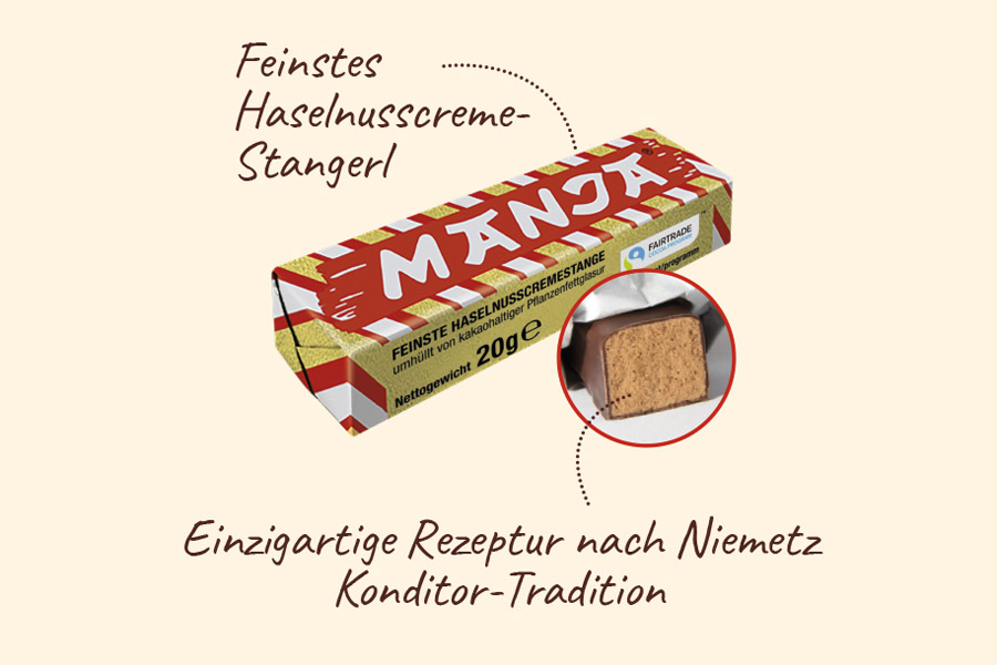 Manja HaselnussCremeRiegel mit Kakaoglasur Niemetz